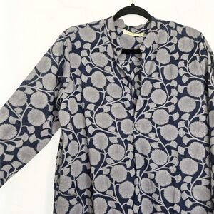 Dolma Cotton Floral Blue Gray Anoushka Top, L